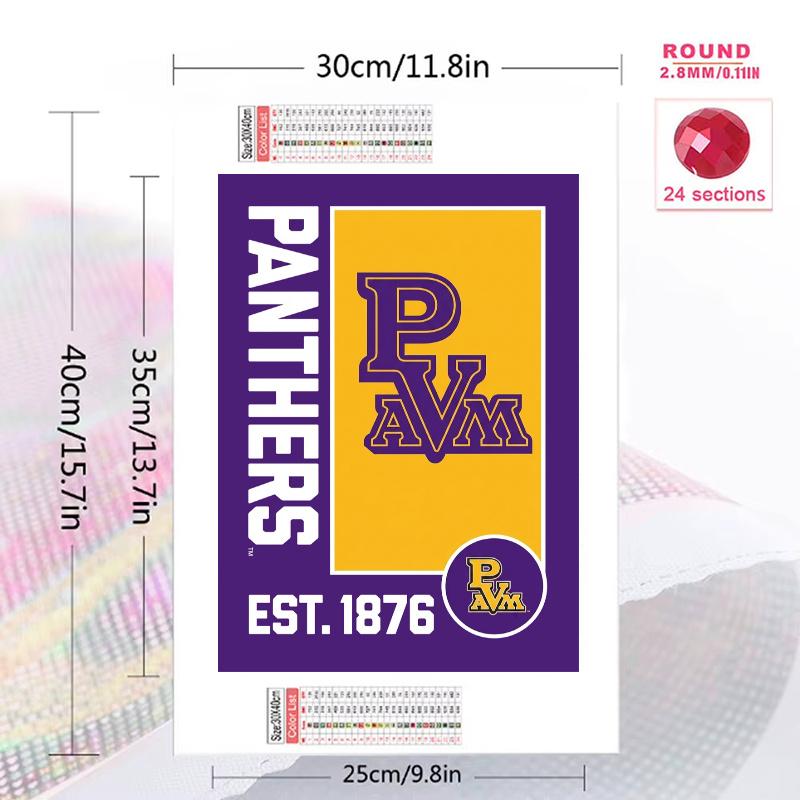 Prairie View A&m Panthers 100% Round Full Drill 5D DIY Diamond Painting Embroidery Cross Stitch Rhinestone Décor