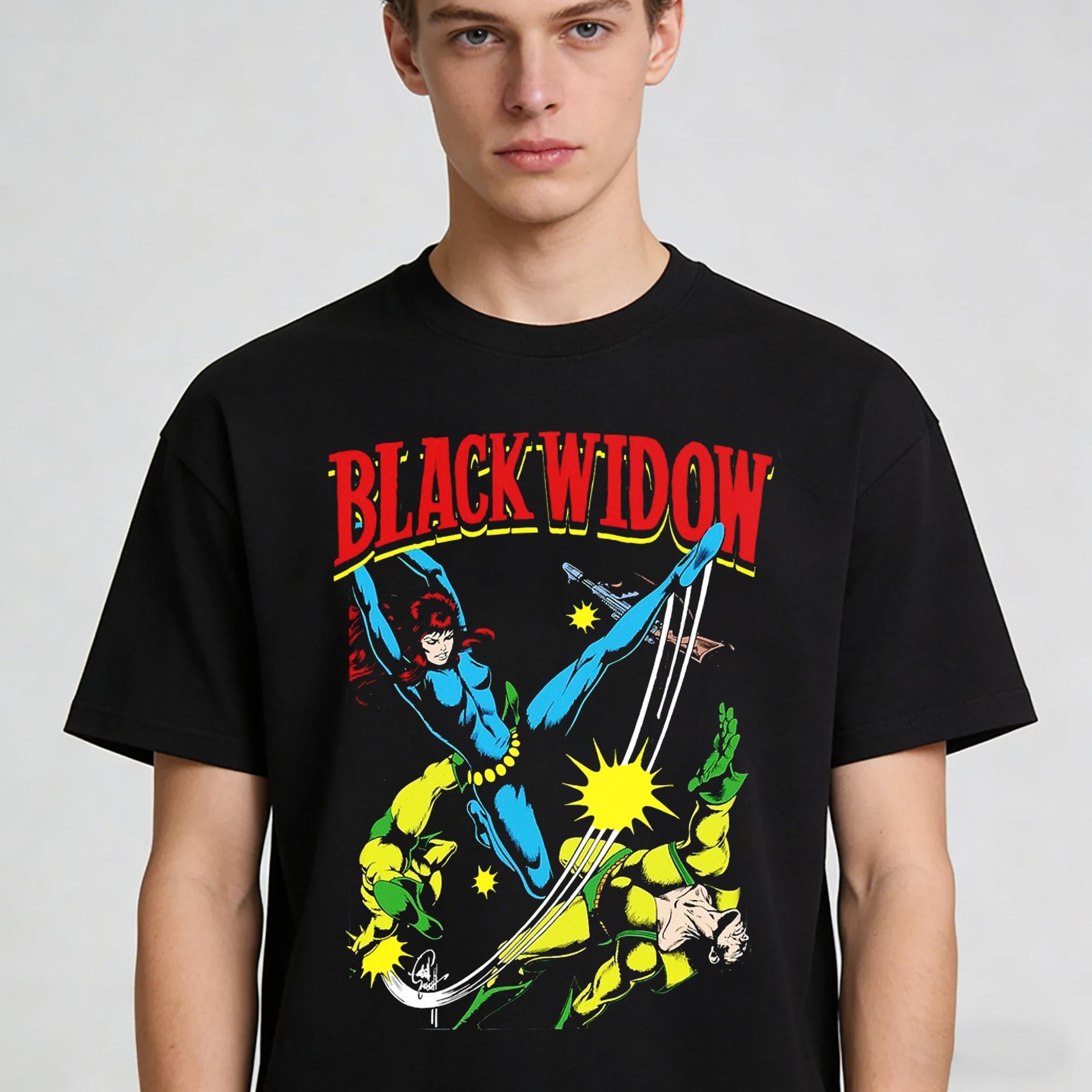 

Black Widow Sports Retro Comic Swing Graphic Gift Tshirt ONeck Sweatshirt for Men Women Prue Cotton Oversize Tshirt S