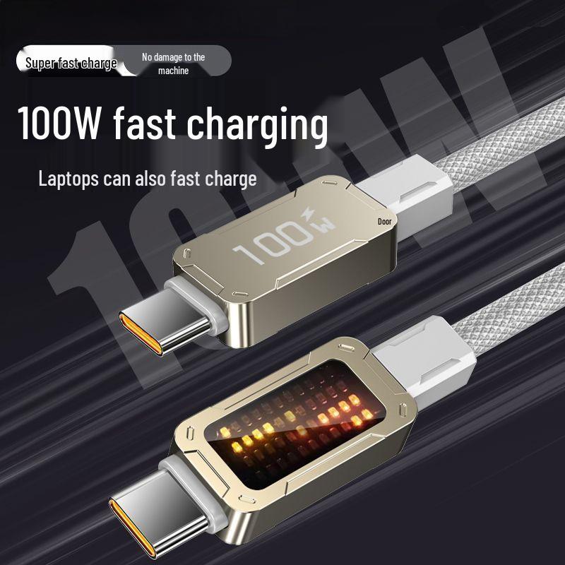 Mecha Luminous 100W Fast Charging Dual Type-C Data Cable for Apple & Huawei Devices