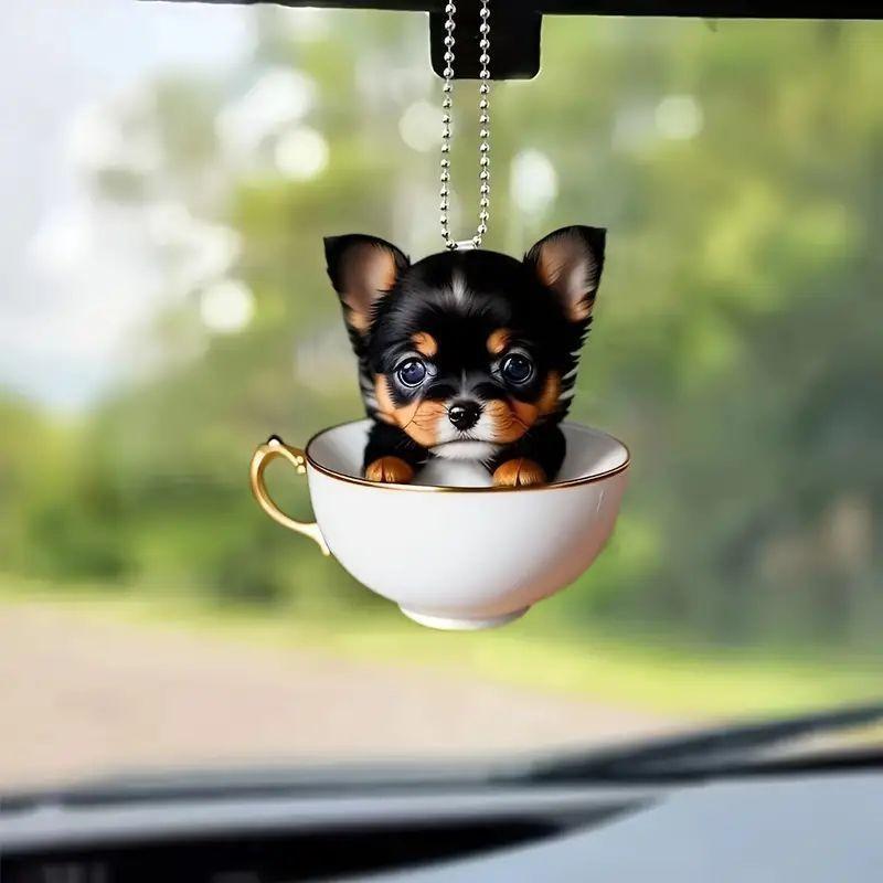 Beautiful Acrylic Cat Pendant For Car Interior Decoration Cute Cartoon Style