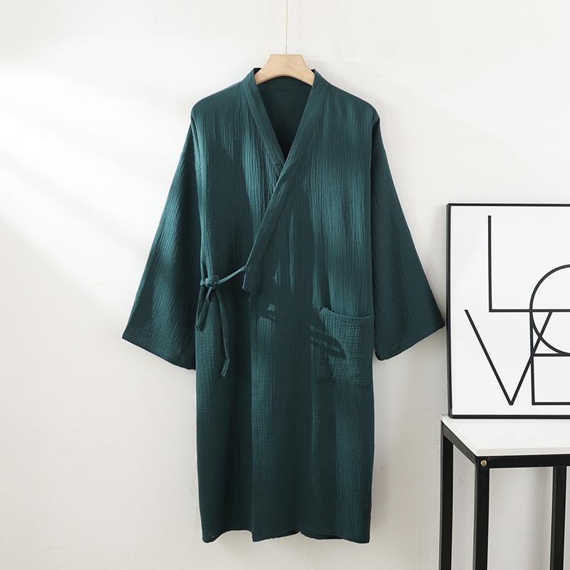 2026 Japanese New Spring/Summer Couple Kimono Robe 100% Cotton Crepe Cloth and Women's Bathrobe Thin Home Sleeping Robe