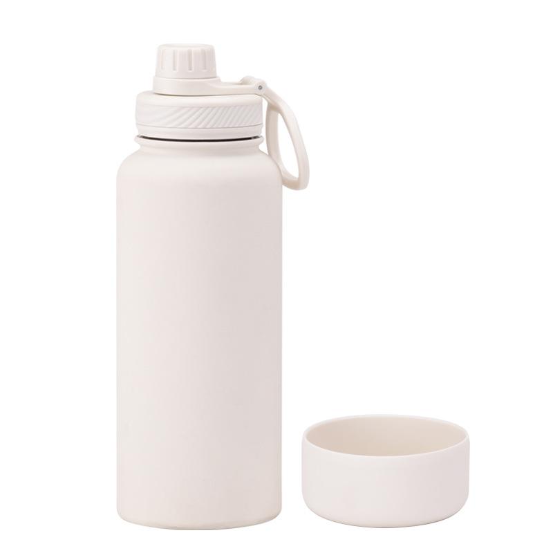 1L Large-Capacity Thermos Cup With Non-Slip Bottom, Portable Outdoor Sports Kettle, Frosted Water Cup
