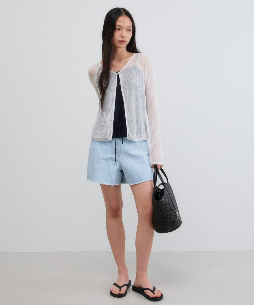 Manggomaenipeullijeu Seal Stripe Denim Shorts_Stripe