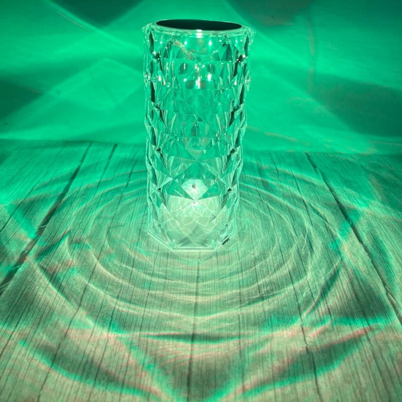 1PC 16 Colors Crystal Table Lamp Rose Light Romantic Diamond Atmosphere Light USB Touch Night Light for Bedroom Desk Party Decor