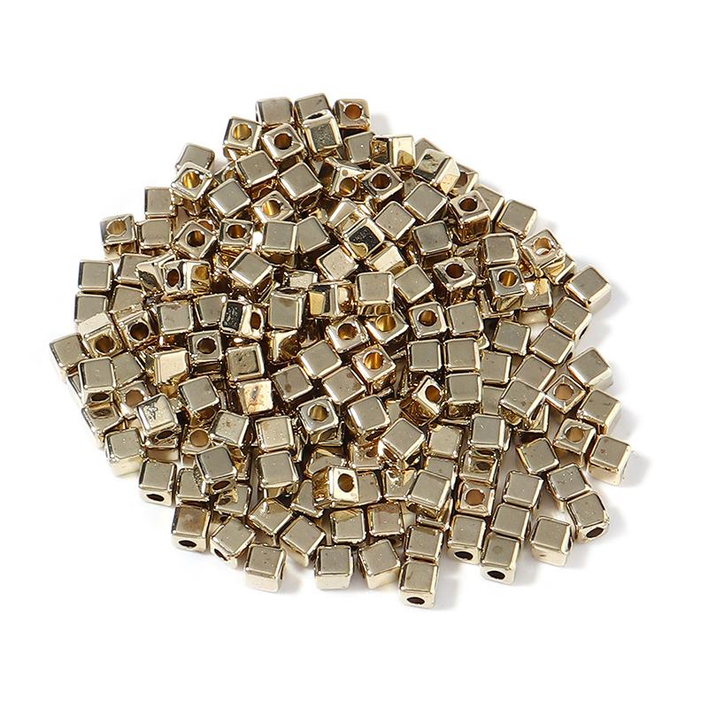 200-500 Pcs CCB Square Beads Hole 1/1.2mm Loose Spacer Rhodium Bead Charm Women Diy Jewelry Bracelets Necklace Finding Supplies