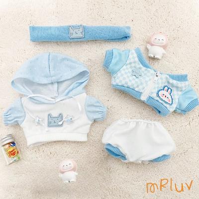 [mRluv] 20cm Doll Clothes Cotton Doll Hoodie Plush Human Cotton Gingham