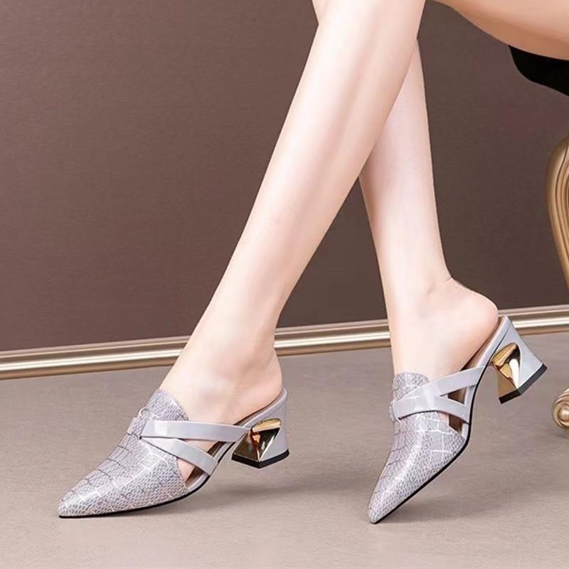 Women Fashion Black Pointed Toe High Quality Slip On High Heel Shoes Lady Elegant Summer Daily Party Heel Shoes Ab565