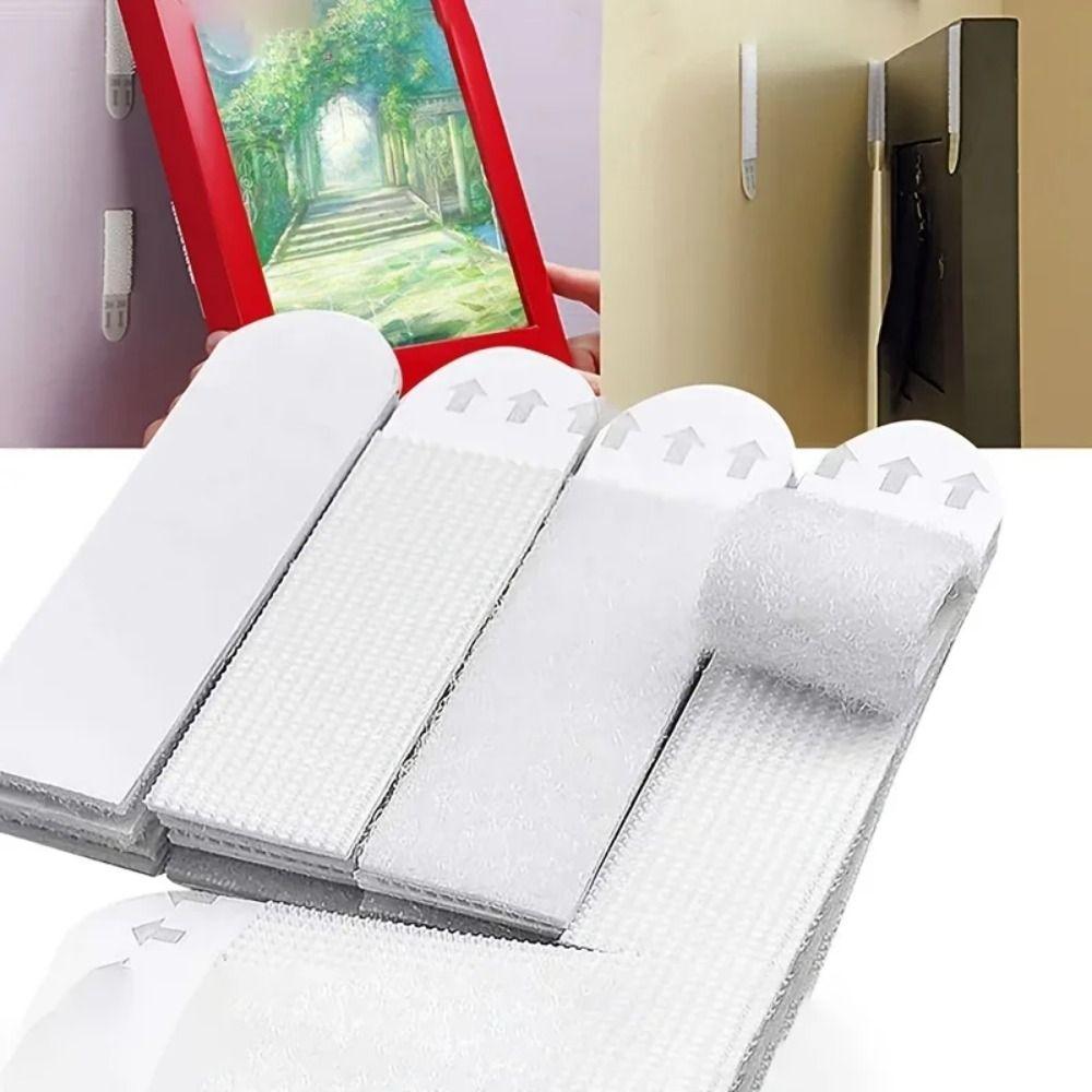 12 Pairs Double-sided Self Adhesive Strip Picture Frame Wall Hanger Decorate Frame Tape Strips