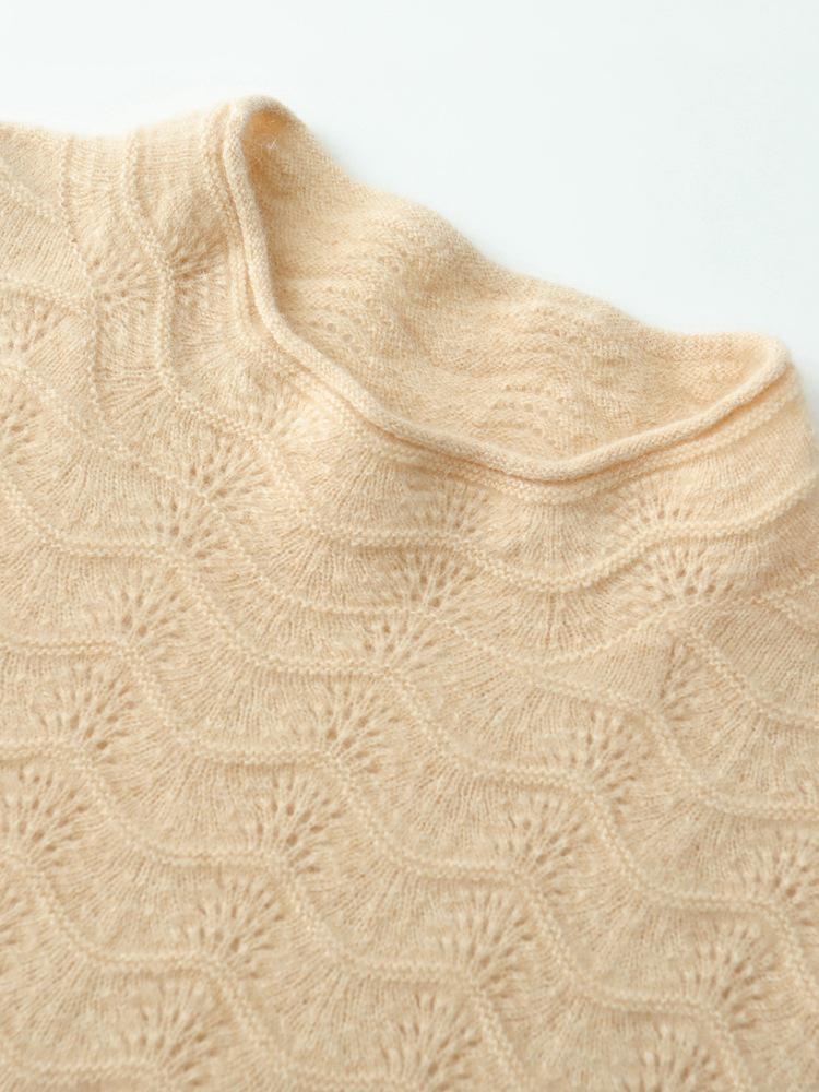 Women's Elegant Cashmere Sweater - Hollow Air Design, Loose Fit, Slimming, High-End Feel