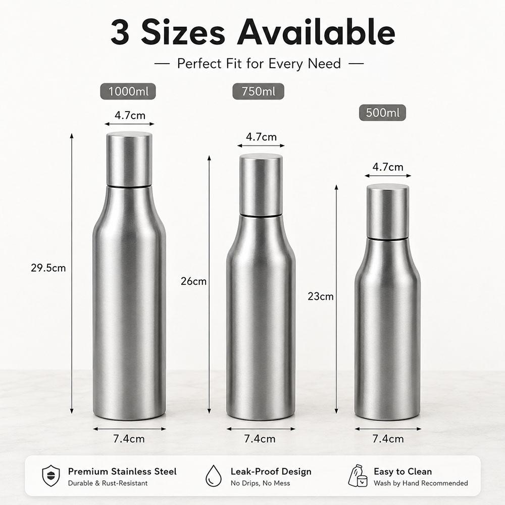 Stainless Steel Oil Dispenser Bottle with Easy Pour Spout Leak Proof Olive Oil Decanter for Kitchen Cooking Salad Dressing