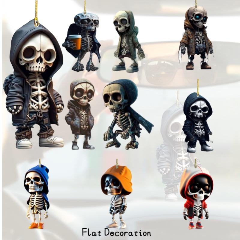 Cartoon Skull Acrylic Car Hanging Decor Halloween Tree Decoration For Home Colors)