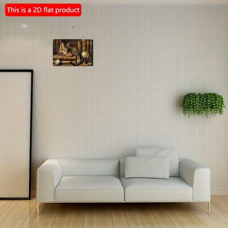 2D Flat Wooden Sign 30*20cm Vintage Cat In Book Wooden Sign | Indoor/Outdoor Wall Decor for Home, Bedroom, Bar, Cafe, Library & Garage