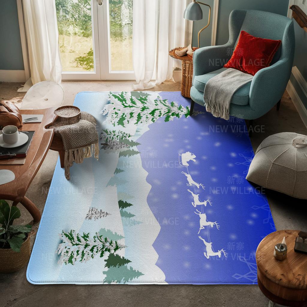 House Entrance Carpet Home Door Mat Living Room Bath Foot Bathroom Non-slip Water Absorption Rugs Bath Merry Christmas Winter