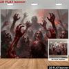1 Piece of 2D Flat Banner - Halloween Banner Featuring a Group of Zombies Extending Their Bloody Hands