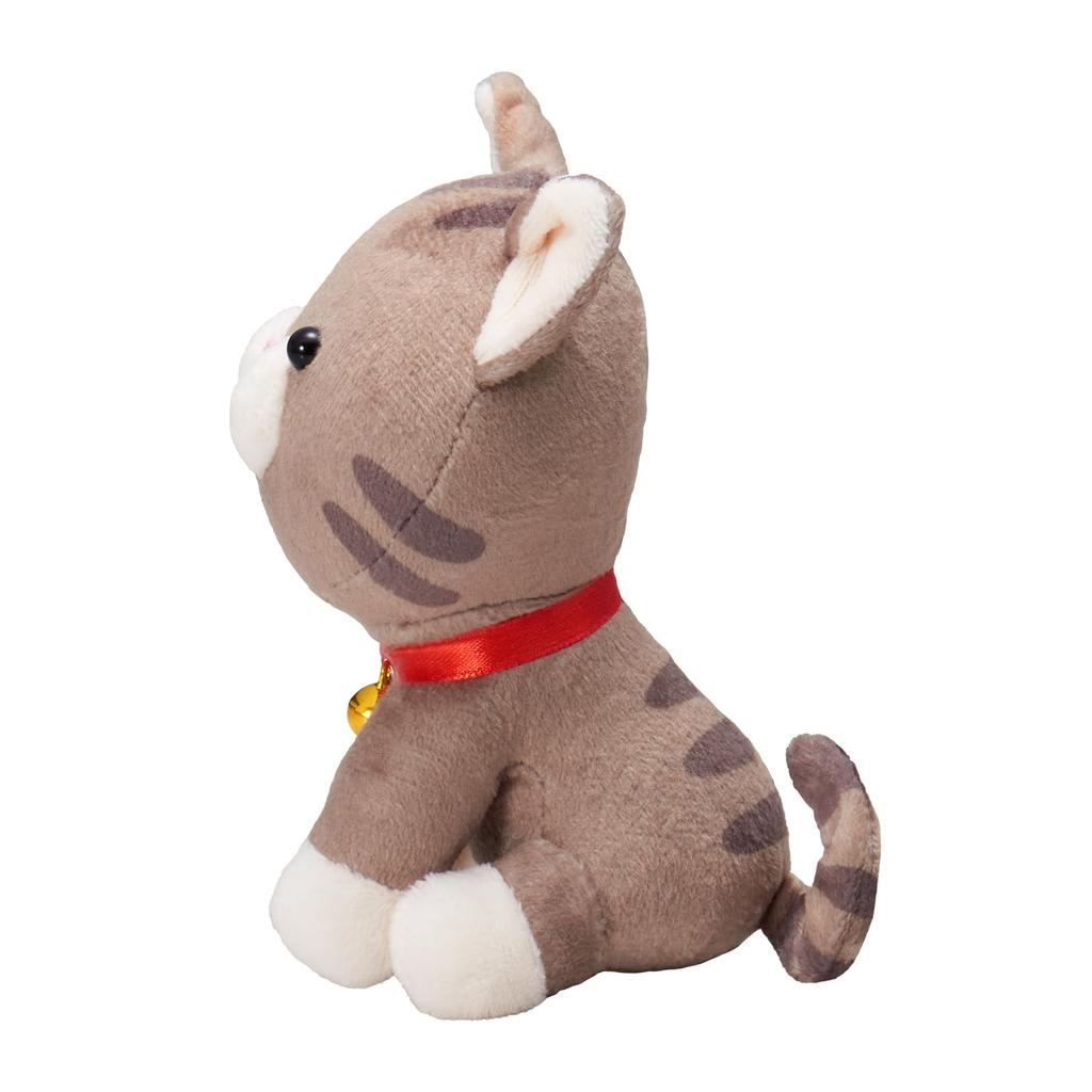 My pet plush toy, sitting plush cat (brown tabby)