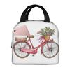 A Vintage Bicycle And Flower Insulated Lunch Bag for Women Kids Leakproof Food Boxes Thermal Lunch Box Tote