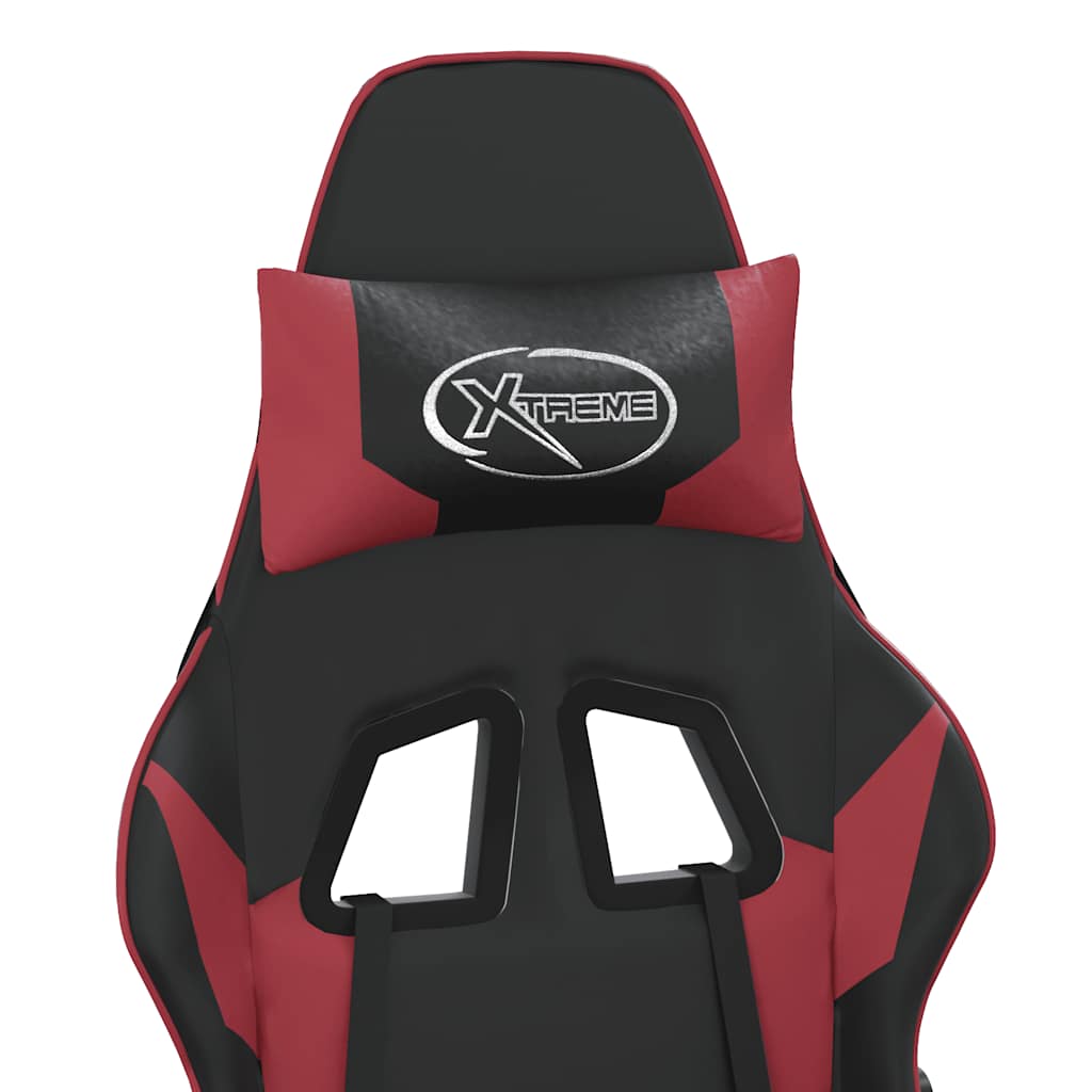 Gaming Chair with Massage Function Black and Burgundy Artificial Leather