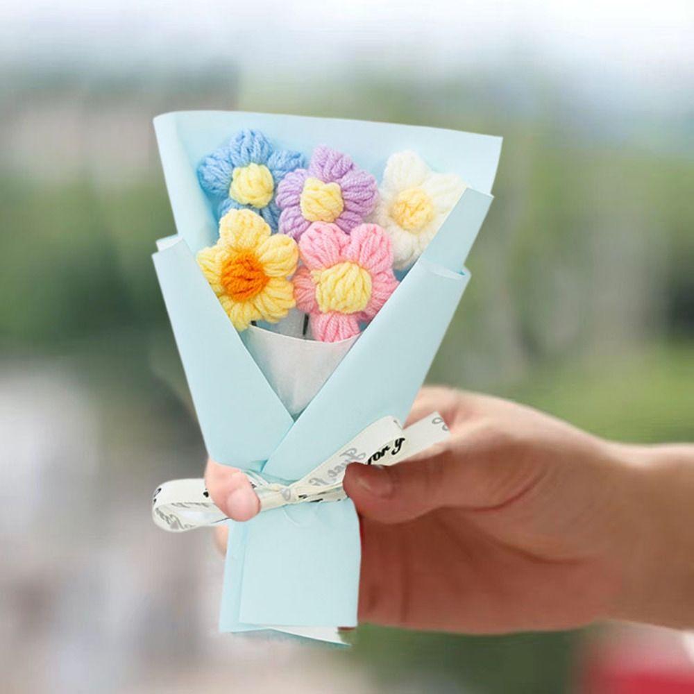 

Fake Flowers Mini Crochet Flower Bouquet Handwoven Artificial Flower Mother s Day