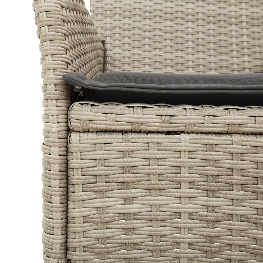 Garden Chairs with Cushions 2 Pcs Light Grey Poly Rattan