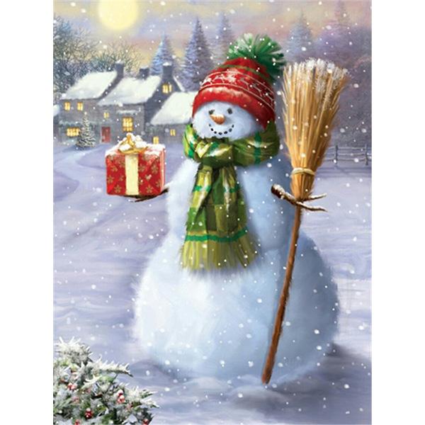 5D Diamond Painting Snowman Cartoon Diamond Embroidery Winter Landscape Art Rhinestone Mosaic Cross Stitch Christmas Decor