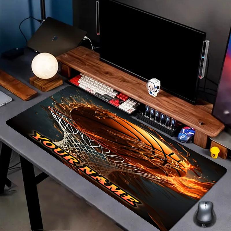 1PC Custom Name Basketball Fire Hoop Artwork Mouse pad, keyboard and mouse desk pad, for computer notebook  Birthday Gift For Any Room Or Office