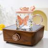 Cute butterfly high borosilicate glass gift high value pink girl heart water cup mug with lid spoon