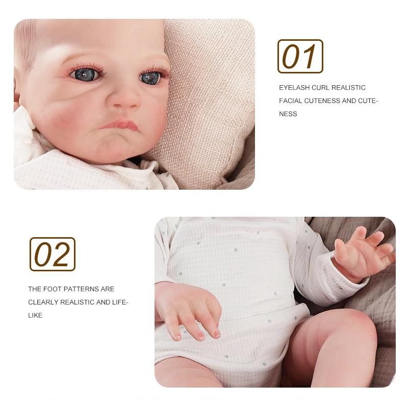 Baby Simulation Doll Exquisite Handmade Painted 3D Skin Rebirth Doll Holiday Gift