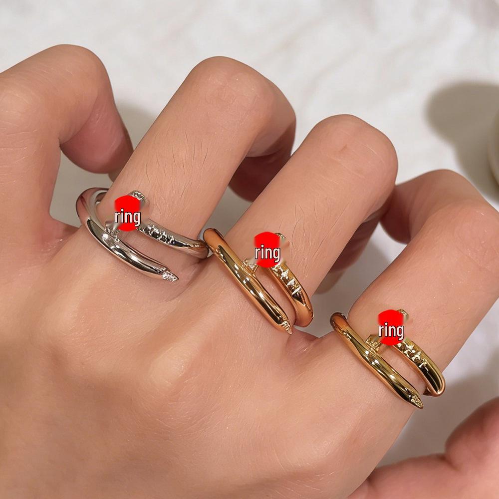 Elegant Zirconia Double Circle Geometric Ring for Women – High-End, Colorfast, Versatile Design