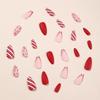 Red & White Polka Dot Almond-Shaped French Tip Matte Press-On Nails for Christmas