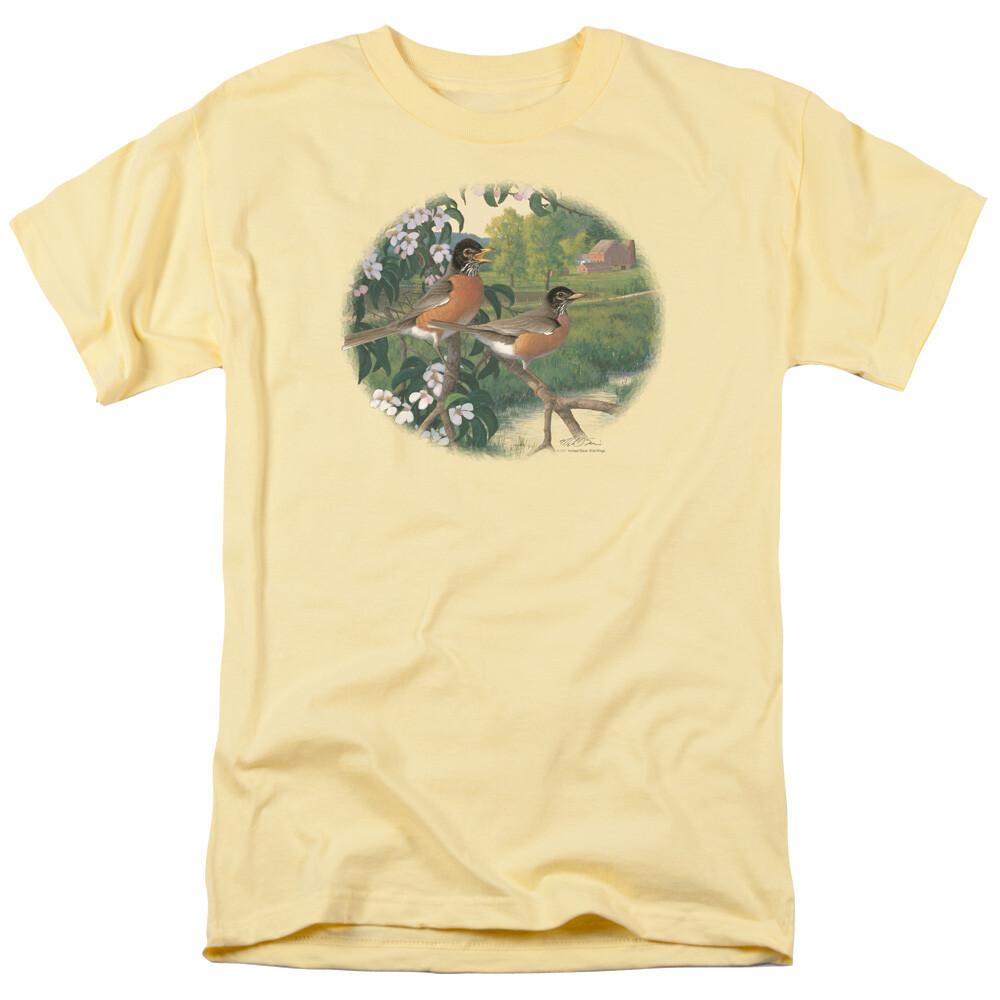 Wild Wings Apple Blossom Time Robins T-Shirt XL