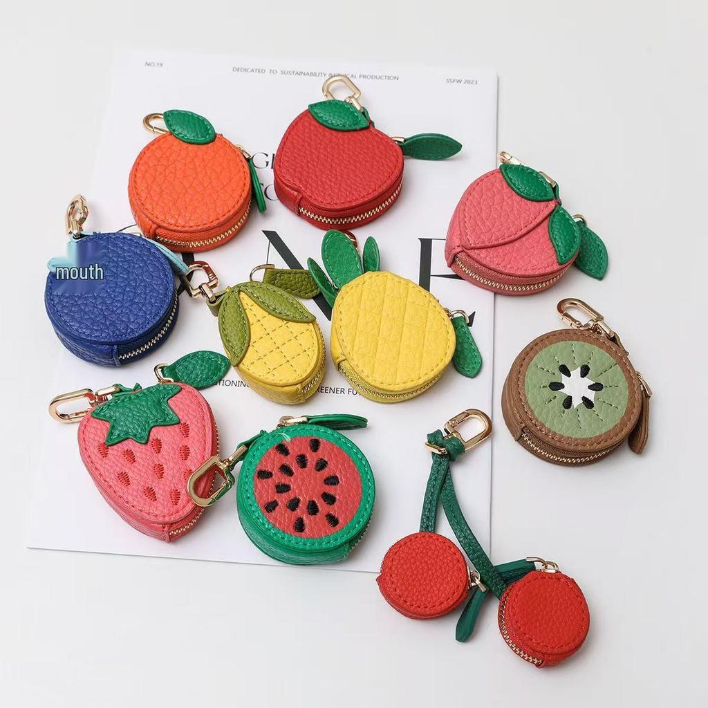Damen Mode Erdbeere Mini Leder Geldbörse Schlüsselanhänger & Taschenanhänger