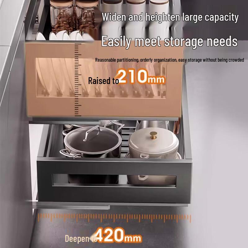 Beifu Double-Layer Pull-Out Kitchen Dish Organizer