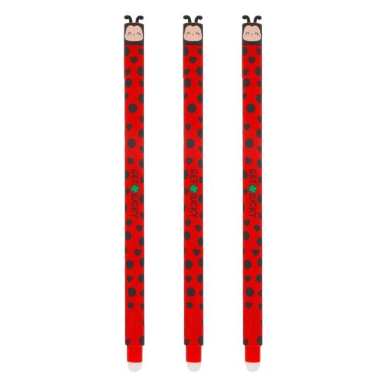 Penna Gel Cancellabile con Gomma Riutilizzabile Design Carino Coccinella Portafortuna Penna Scrittura Fluida Penna Cancellazione Pulita per Scuola Ufficio