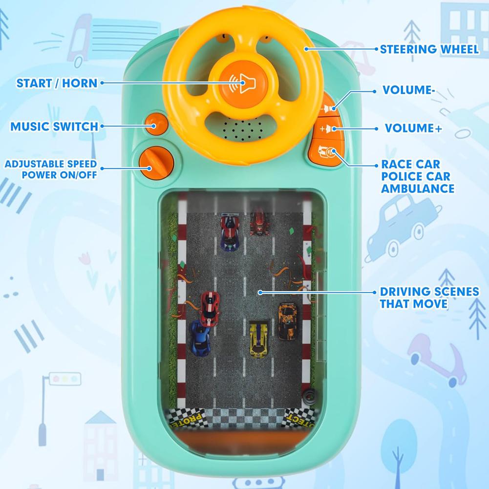 Toddler Simulated Driving Racing Car Game Musical Interactive Simulation Racing Toy Driving Games for Boys Girls Xmas Gifts
