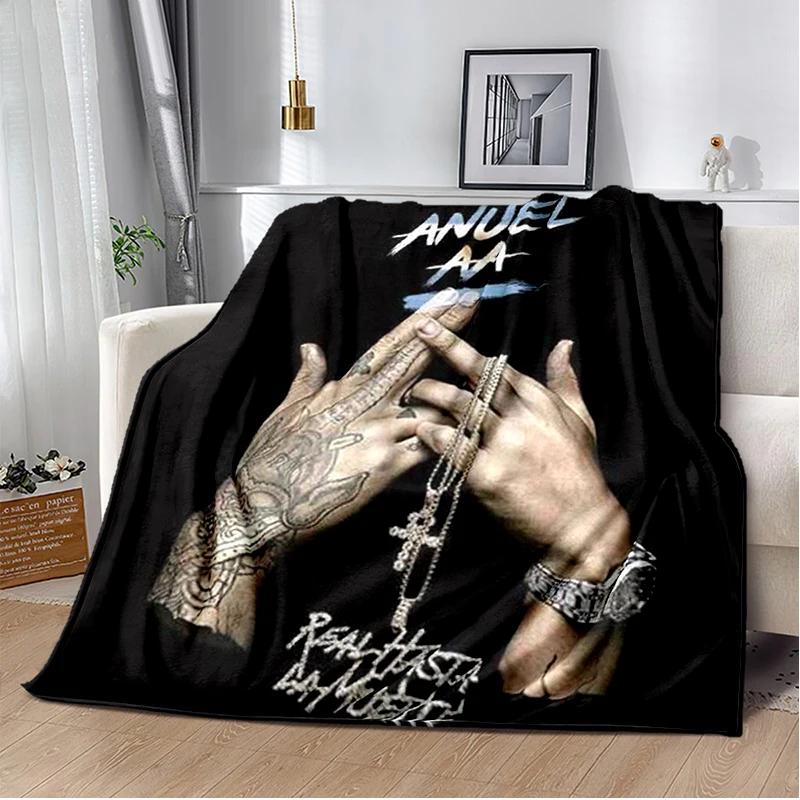 Anuel AA Rapper Hip Hop Singer Blanket Sofa Office Hiking Picnic Super Soft Quilt Fashion Flannel Throws Blanket Birthday Gift