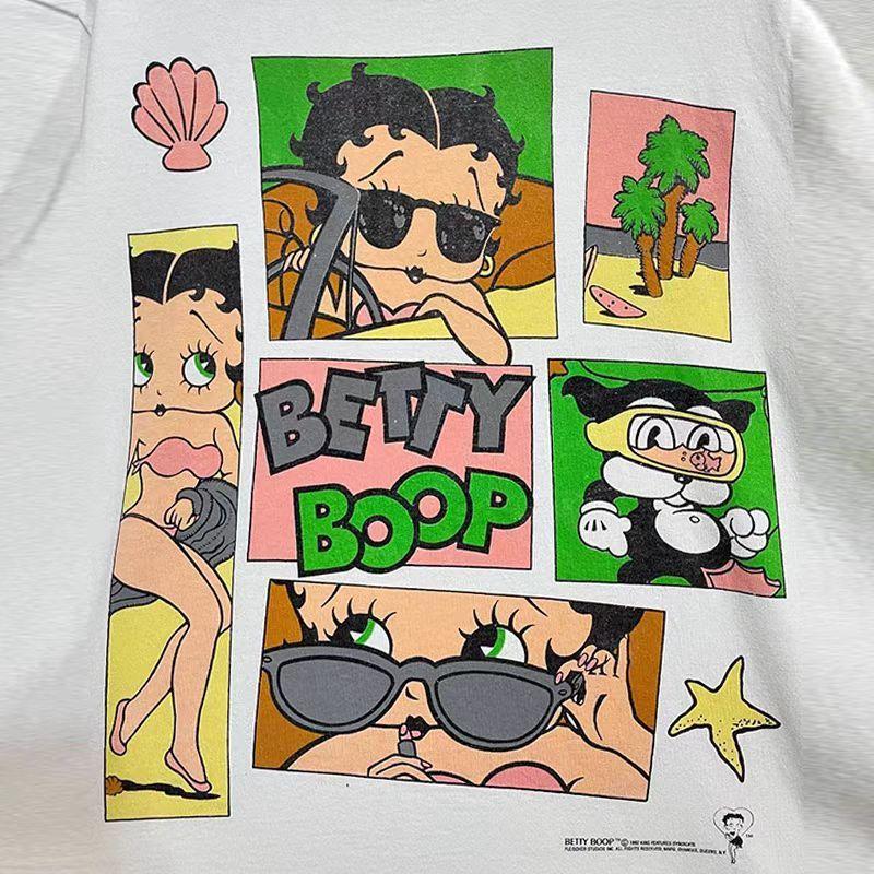 

2025 Мода Лето Бетти Буп Бетти Кукла Милый Сладкий Крутой Стиль Футболка с Коротким Рукавом CEC Премиальное Чувство Ретро Ин Тренд Топ 4XL