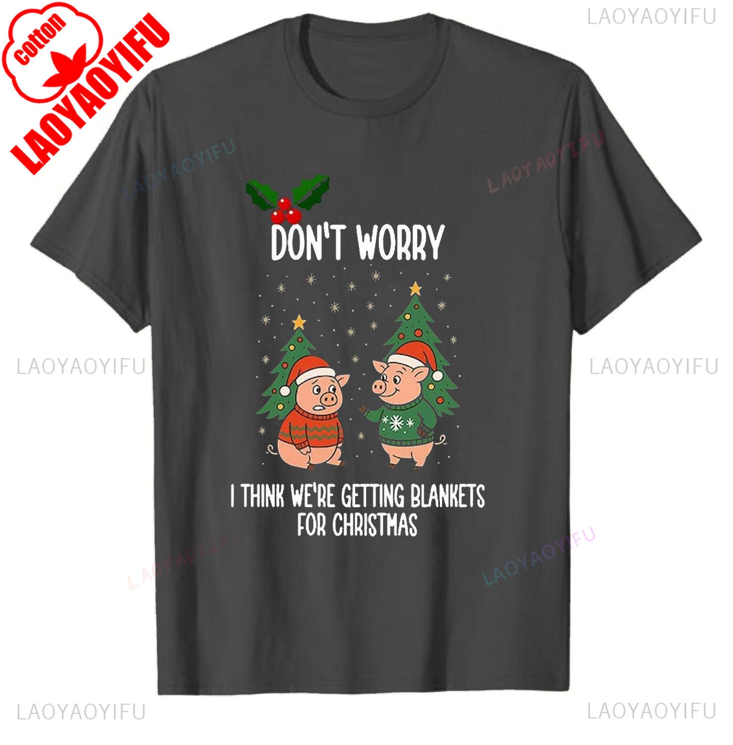 

Lovely Pigs in Blankets Christmas TShirt Funny Holiday Cartoons New Style High Quality Cotton Unisex Shirt Christmas Gift S
