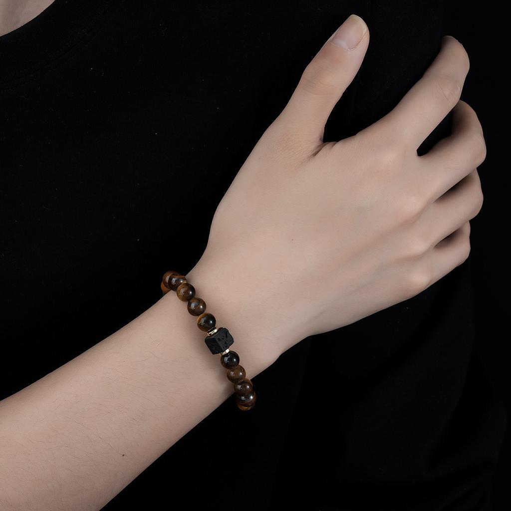 Men's Abrasive Stone Bracelet, Volcanic Stone Natural Stone Beaded Bracelet, Hand Decoration