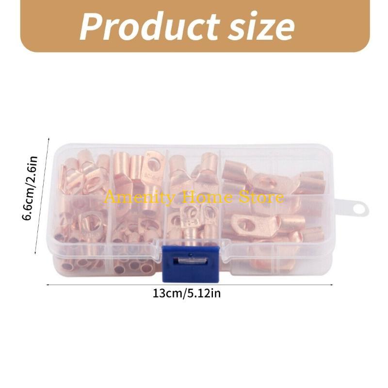 F26C 60Pcs Copper Lugs Rings Crimps Terminals Eyelets Rings Terminals Connectors
