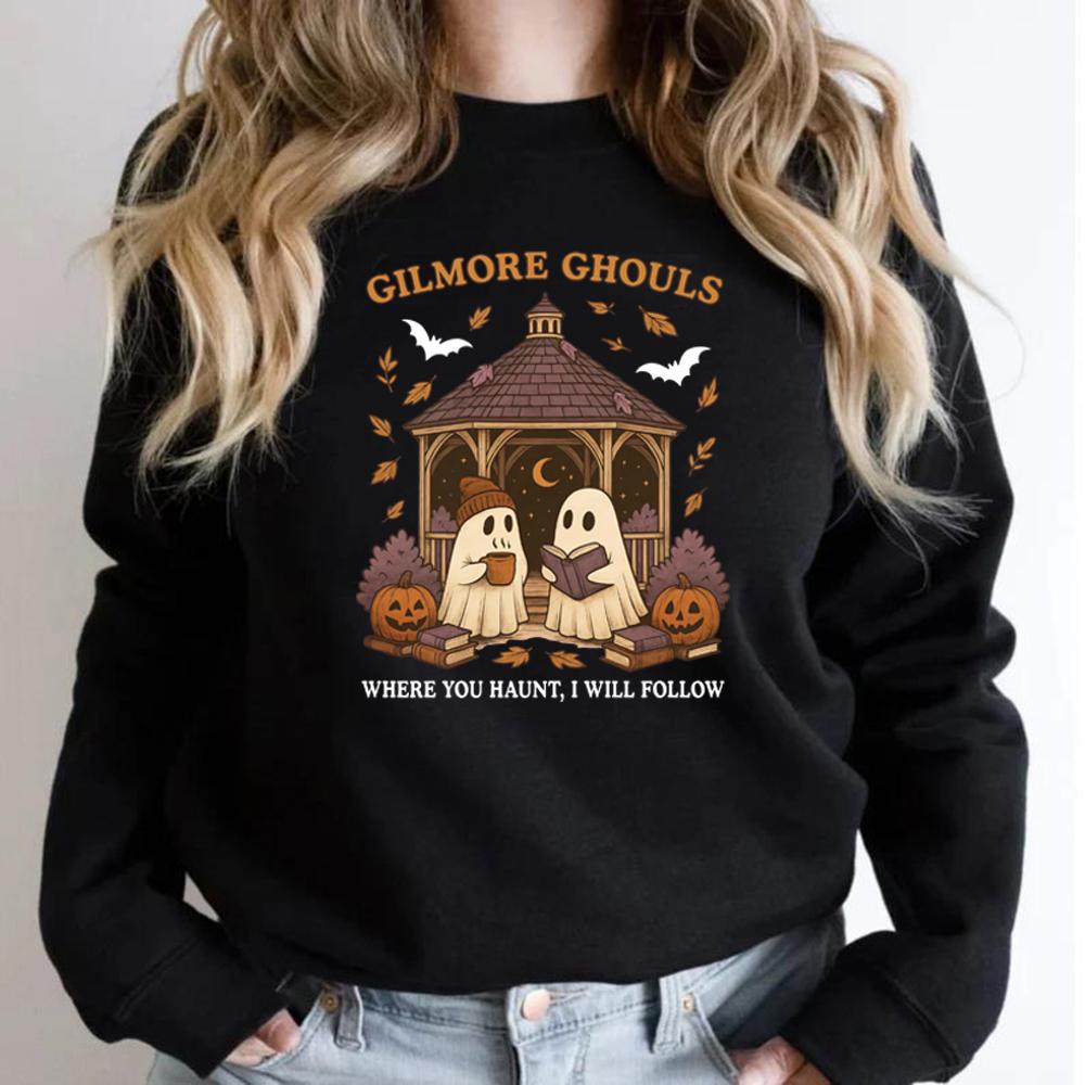 

Gilmore Ghouls Sweatshirt Cute Ghost Halloween Sweatshirt Unisex Graphic Hoodies Spooky Fall Shirt Casual Long Sleeve Pullovers S чёрный