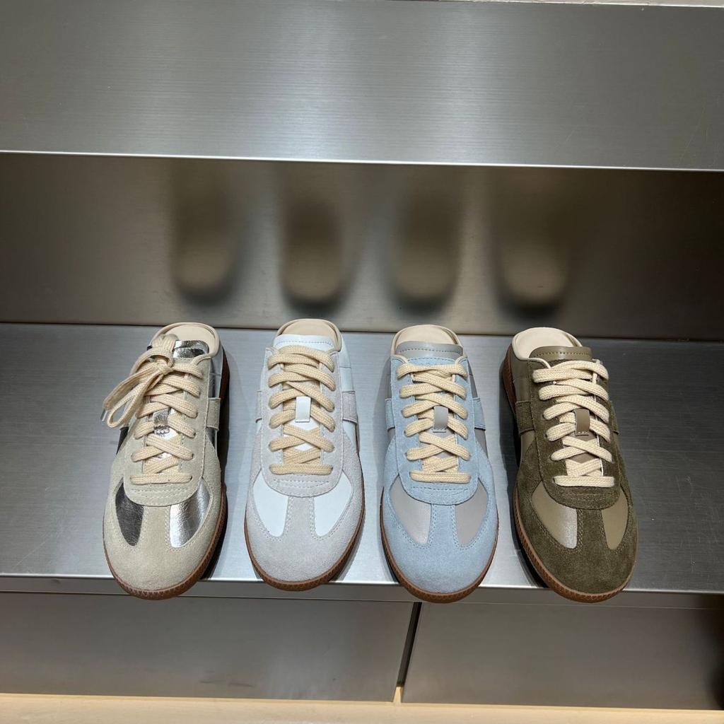 Lace-up German Training Shoes Women's Platform Half-drag Casual Shoes 2025 Spring and Summer New Versatile Korean Version Matte Color Matching Women's