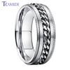 Dropshipping 8mm Stainless Steel Chain Ring Stepped Brushed Rotated Men Women Special Gift Jewelry For Festival
