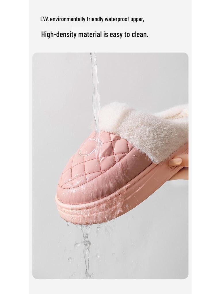 2025 New Waterproof Cotton Slippers for Men & Women - Cozy, Non-slip, Thick Sole, Closed Toe for Indoor/Outdoor Use