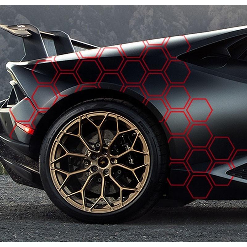 10/50pcsReflective Body Stickers with Hexagonal Patterns Side Door Stickers with Honeycomb Latte Art Side Skirt Stickers DIY Set