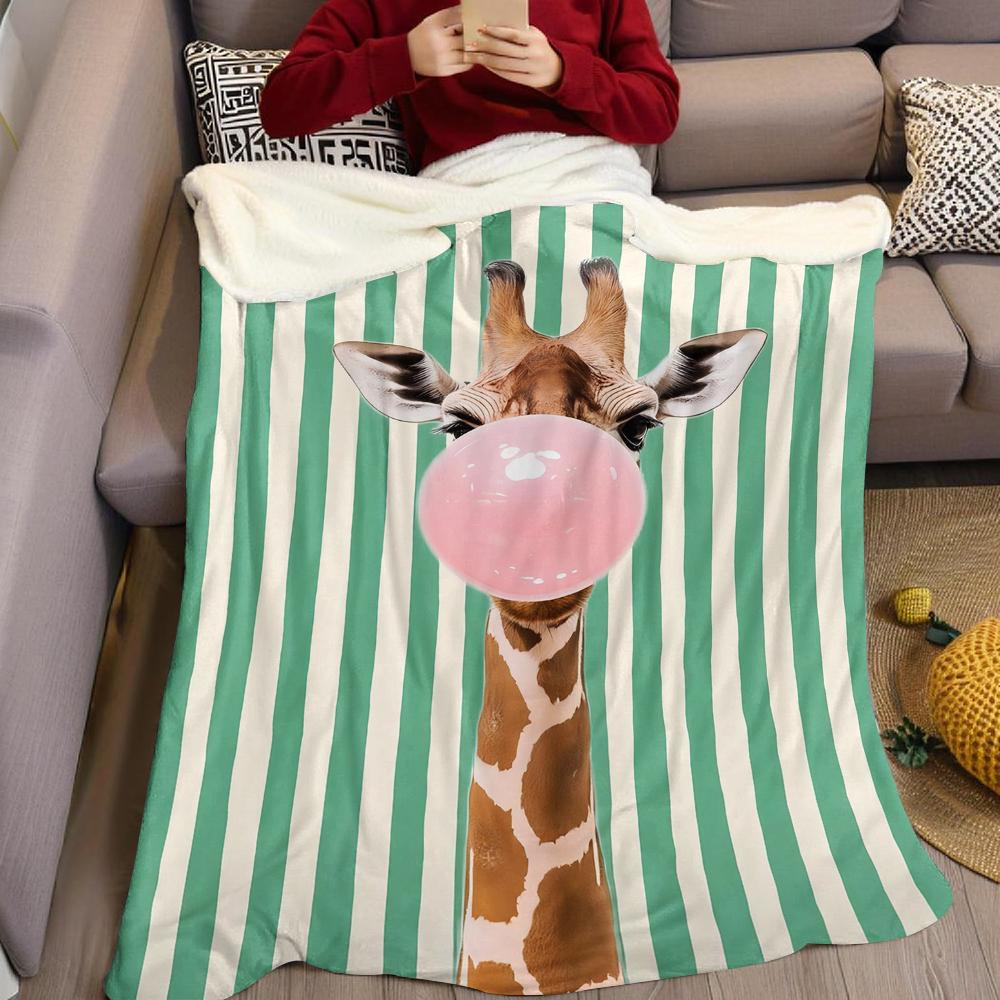 Bubble Giraffe Flannel Blanket Warm Soft Halloween Christmas Couch Warm Cozy Decorative Decor Gift For All Season