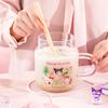 For Sanrio High Borosilicate Glass Straw Glass Cup Heat-resistant Water Mug with Handle Cartoon Pattern Cold&Hot Drink Juice Cup