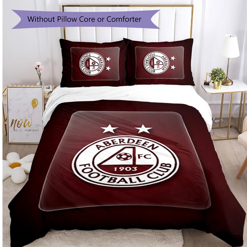 Set Biancheria da Letto Stampato Aberdeen FC 3 Pezzi Copripiumino Traspirante con Federe Biancheria da Letto Decorativa per Camera da Letto Casa
