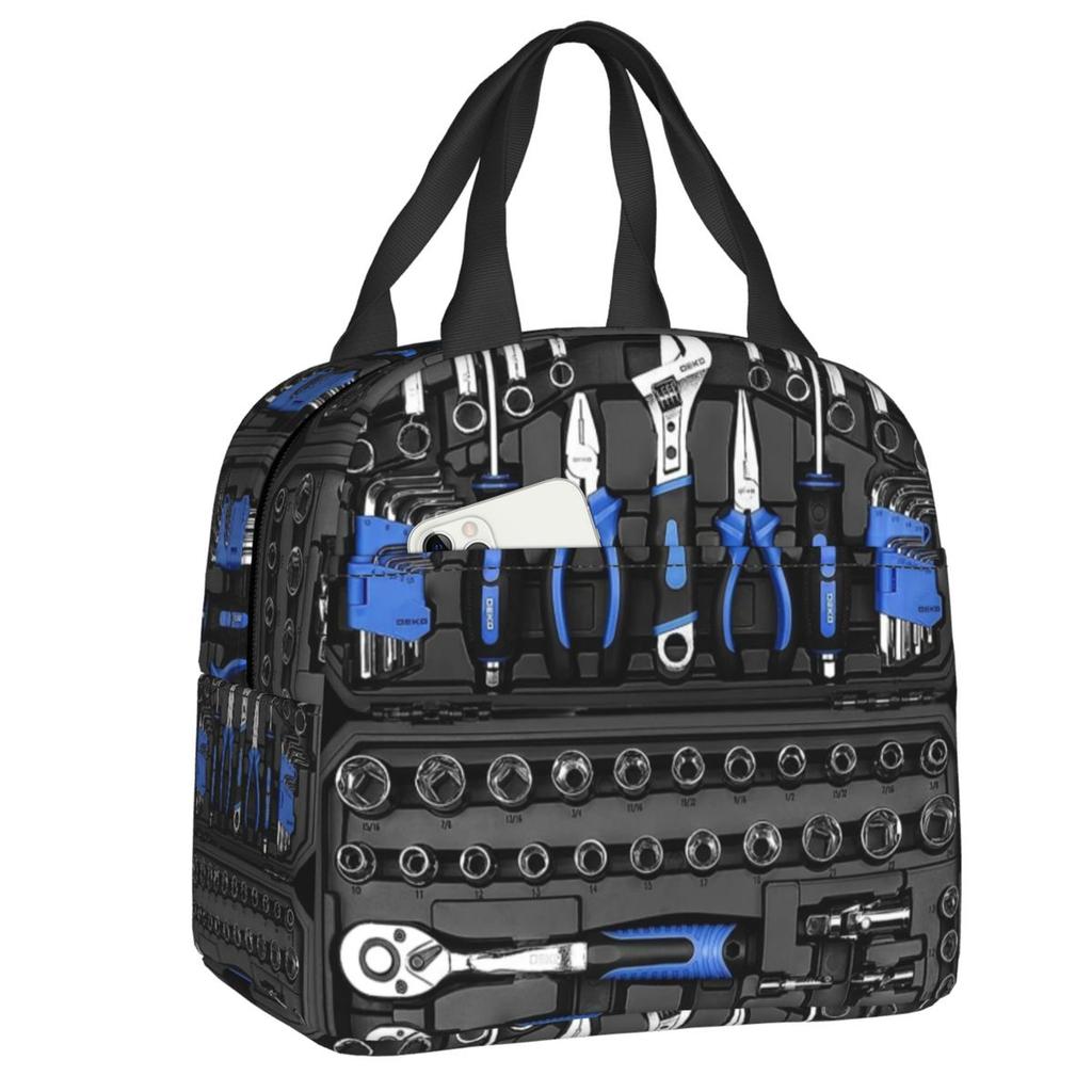 Custom Mechanics Large Toolbox Lunch Bag Women Cooler Warm Insulated Lunch Boxes for Kids School