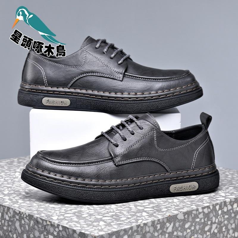 Star-headed woodpecker men's shoes new soft-soled leather shoes men's Korean version leather casual shoes men's cotton shoes