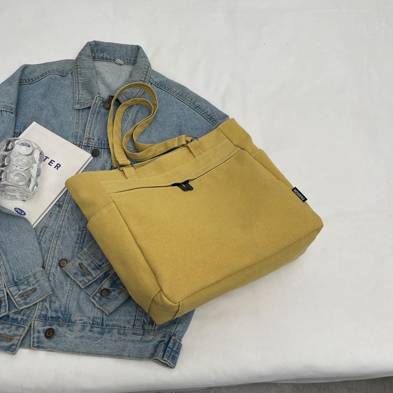 

Large Capacity Stylish Canvas Tote Bag Fashionable Simple Handbag For Daily Use Khaki